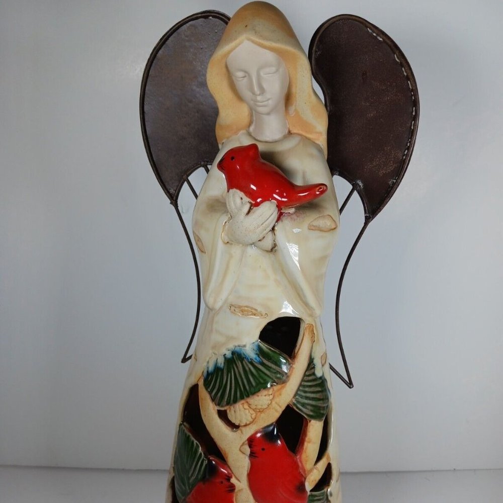Cracker Barrel 16" Ceramic Angel Light Cardinal Season of Peace/NO LIGHTBULB